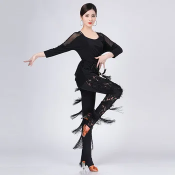Dans Latino, Costume Pentru Femei De Dans Latino Dans Uzura Set Costum Concurs De Dans Rochii Tango Adult Ciucure Pantaloni De Dans Pânză