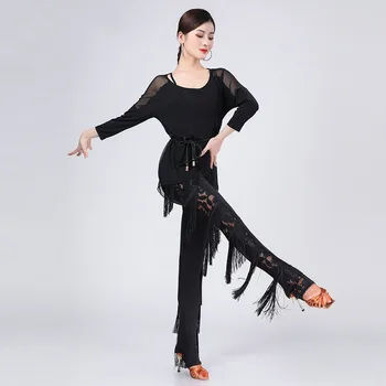 Dans Latino, Costume Pentru Femei De Dans Latino Dans Uzura Set Costum Concurs De Dans Rochii Tango Adult Ciucure Pantaloni De Dans Pânză