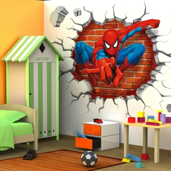 Desene animate 3D autocolant de perete de desene animate celebru erou decor de perete pentru copii, decor camera copii cadouri de artă murală