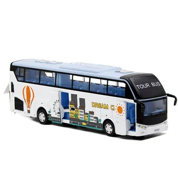 Cel mai bun de vânzare de 1:50 difuzare de voce tur cu autobuzul aliaj model,simulare de sunet și lumină trage înapoi metalice de lux model de autobuz,transport gratuit