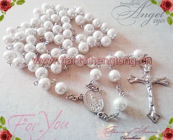 Livrare gratuita sticla 6mm Imitație pearl șirag de mărgele rosario,perla rozariul N1305 oferta speciala 3 buc/pachet