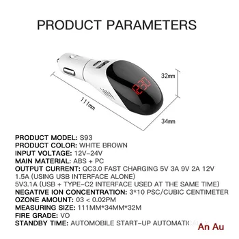 Vehicul Filtrului de Aer Mini Încărcare Rapidă Dual-USB, Display Digital Purificator Ionic de Aer Curat