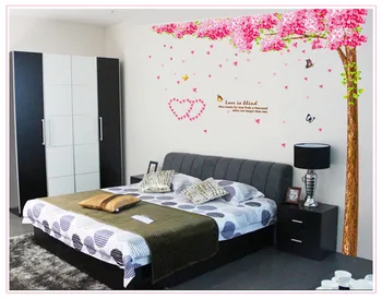 2 buc Cherry Ramură de Flori Roz Piersica Sakura Autocolant de Perete Acasă Decal Perete Decal Acasă Decortaion Tapet camera de Căsătorie Dormitor