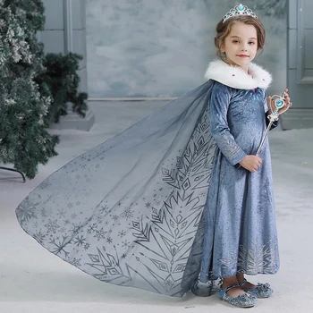 2020 Iarna Elsa Rochie Fete De Craciun Petrecere De Halloween Cosplay CostumeAnna Snow Queen Imprimare Ziua Rochie De Printesa