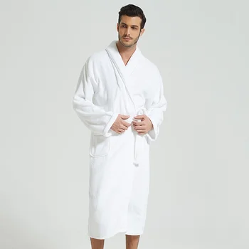 Halat de baie pentru Femei de Iarnă Prosop Cald Fleece Barbati camasa de noapte, Halat de baie Kimono din Bumbac Halat de Pijamale Femei Haine de Acasă Alb