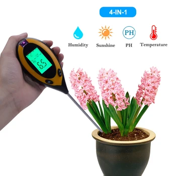 Profesionale Solului, PH-Metru, 4 In 1 Temperatura Solului Solare, Umiditate, PH Metru Tester Pentru Plante de Gradina, Flori Display LCD Instrumente