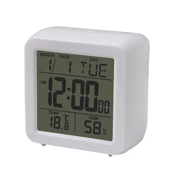 Ceas cu Alarmă Digital Electronic Ceas de Birou Copil Alb Noptiera Seara Acasă cu Termometru Higrometru Snooze Calendar pentru Acasă