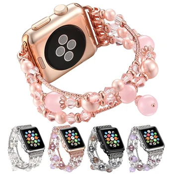 Essidi Agat Brățară de Curea Pentru Apple Watch Seria 6 5 4 3 2 1 SE Stretchable Șirag de mărgele 38 40 42 44mm Ceasul Trupa Incuietoare Pentru Iwatch
