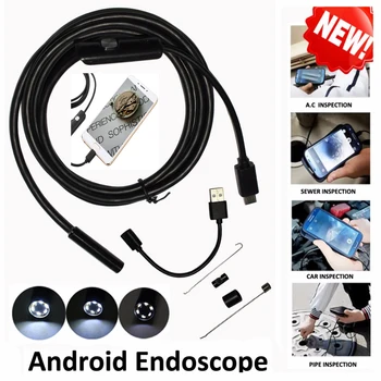 Endoscop USB aparat de Fotografiat Android 5.5 mm Lentilă 2/5/10m de Cablu HD Industriale Endoscop Mini aparat de Fotografiat Impermeabil 6 Led-uri de Lumină