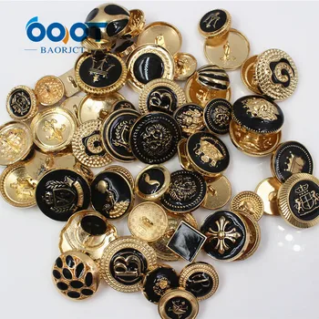 18563,ulei Negru de metal de aur buton,articole de Galanterie Buton,Pachet de 50pcs,Diferite butoane și dimensiuni butonul mix,DIY Cusut Manual