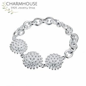 Charmhouse Pur Lanț De Argint Colier Pentru Femei Foc Bratari De Flori & Brățări Pulseira Nunta Bijuterii De Mireasă Cadou De Aniversare