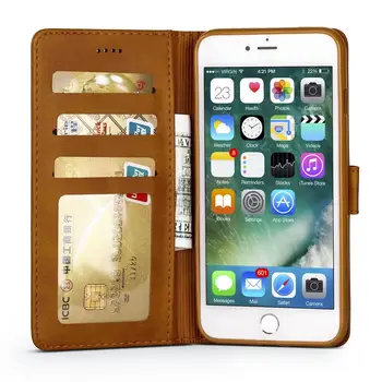 High End de Lux din Piele de Caz Pentru iPhone 6Plus / 6SPlus / 7Plus / 8Plus Portofel Sloturi pentru Carduri de Flip Folio Cover Shell Funda Para Box