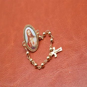 Catolic perla brosa rozariul brosa 12 bucati / aleatoriu icoana, perla rozariul isus cruce, brosa de bijuterii.