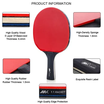 2 buc/Lot Bat Tenis de Masă, Racheta Control Bun Timp Scurt se Ocupe de Ping Pong Racheta Set Cu Geanta 3 Bile