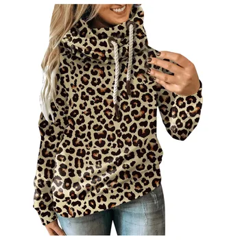 Toamna Iarna Leopard Jachete Femei Hanorac Cu Print Leopard Hanorace Casual Camo Îmbinare Cordon Pulover Hoodie De Moda De Top #