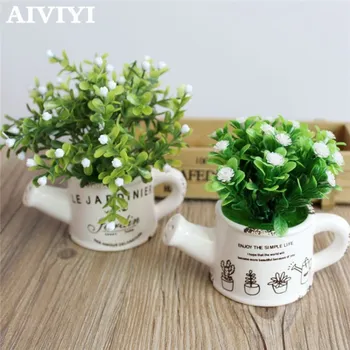 Artificiale din plastic milano flori cu Ceramica vaza drăguț flori artificiale set home decor pentru flori de nunta de decorare