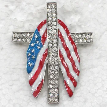 12pcs/lot en-Gros Brosa Stras Email US Flag Pin broșe bijuterii cadou C101581