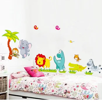 Desene animate animale Drăguț Autocolante de Perete copii, camere copii dormitor decor pepinieră de Artă Murală Decalcomanii autocolant tapet pentru decoratiuni acasă