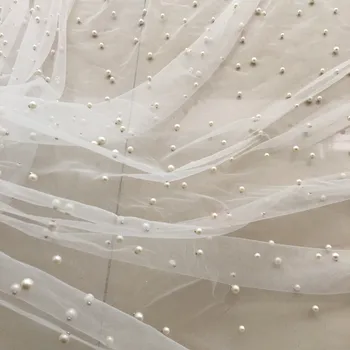 Margele plasă de 1m/lot Alb ochiurilor de tesatura moale, plasă de rochie de mireasa voal DIY material transparent material rochie H013