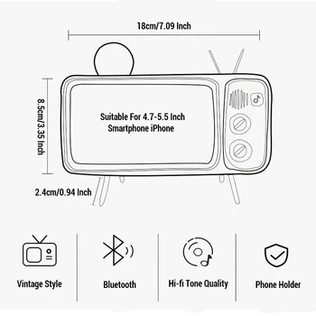 Noul Retro TV Telefon Mobil Titularul Stand De 4.7 și 5.5 inch Smartphone Cu Suport Wireless Bluetooth Speaker Music Player Audio