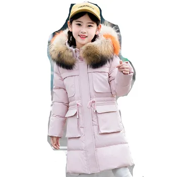 2020 pentru Copii jacheta jos fata de mediu lung uzura pentru copii haina grea de mare pentru copii noi guler de blană mare grele de iarnă