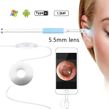 Mini Medicale Endoscop Camera 5.5 mm Lentilă Tip C de Curățare Ureche Android USB C Endoscop Vizuale Ureche Lingura Earpick Otoscop Camera