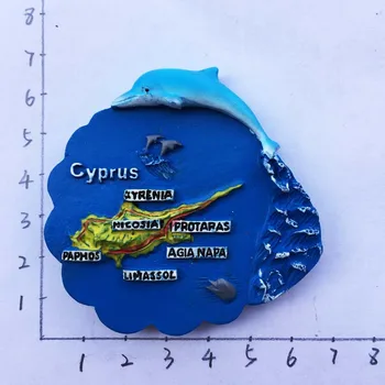 Cipru Turistice Suvenir Magnet de Frigider Creative Barcă cu pânze Delfinii Hartă Clasică Pictura Peisaj Mare interes, Atractii Magneți pentru Meserii