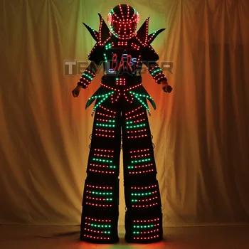 Plin de Culoare Inteligent Pixeli LED Costum de Robot Costum de Haine Picioroange Walker Costum de Lumini LED-uri Luminoase Jacheta Etapă spectacol de Dans