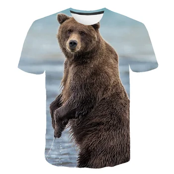 2020 Noi de Vara Casual cu Maneci Scurte rusă Tricou Animal Urs Barbati Tricou Casual 3d T-shirt Streetwear Mens Îmbrăcăminte pentru Copii