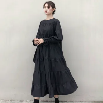 Femei Culoare Solidă Rochie a-line O-Gât Maneca Lunga Pulover Casual Streetwear Rochie de sex Feminin Vestido 2020 Primăvară Stil coreean