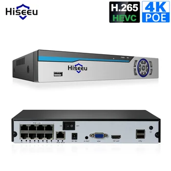 Hiseeu 4K 8CH POE NVR ONVIF H. 265 3.5 mm Audio de Supraveghere, Securitate Video Recorder pentru Camera IP POE (1080P/4MP/5MP/8MP/4K)