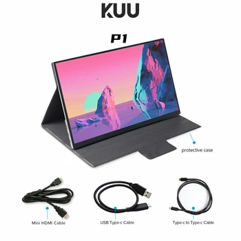 KUU 15 inch Metal Portabil Monitor de Gaming 1080P cu HDR IPS Display de Jocuri USB de TIP C HDMI pentru Telefon, Laptop, Desktop MAC Comutator PSP
