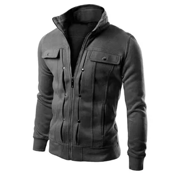 Moda pentru Bărbați haina Jacheta Stand Guler Casual cu fermoar uza Slim Concepute Rever Cardigan Sacou Haina chaqueta hombre