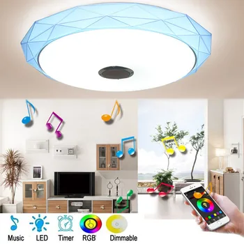 Difuzor bluetooth Muzica de Plafon cu LED-uri Lumini RGB Reglabile APP și Comutator de Perete de Control Lampă de Tavan Dormitor, camera de zi Lumina