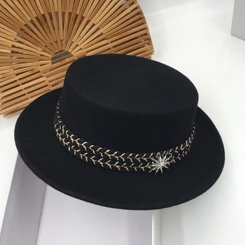 Harajuku pălăria în Europa și lână Panama Black flat este o toamna jazz capac zi de iarnă Pălării