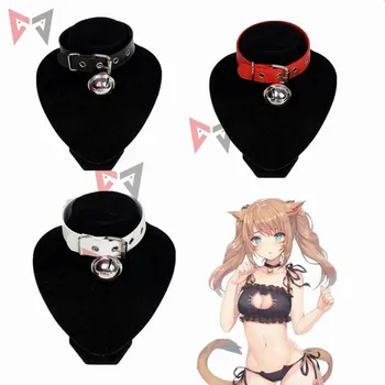 MMGG Cosplay Gotic, Camerista Harajuku Handmade alb rosu negru din piele lanț de Clopot Pisica Miau Retro Punk Guler Cravată Colier