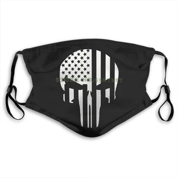 Masca De Fata Cu Steagul American Pe Verticală Militare Tactice Punisher Craniu Lavabil Jumătate Față De Bărbați Femei Femei Măști Diy