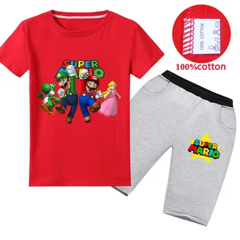 Copil super mario Baiatul Îmbrăcăminte Set Drăguț de Vară T-Shirt pentru Copii Desene animate Haine de Băieți, pantaloni Scurți pentru Copii Tinuta Tinuta