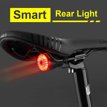 NEWBOLER Smart Biciclete Coada Lumina din Spate Auto Start Stop de Frână IPX6 Impermeabil USB de Încărcare Ciclism Coada Far Bicicleta cu LED Lumini