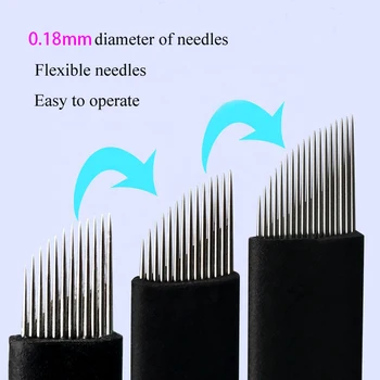 100buc Negru Lamina Microblading Ace 0.18 mm Formă de U 18 pini Lame 12 14 16 21 Pin Ace Tatuaj Pentru Machiaj Permanent Pen
