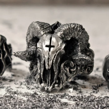 Gotic Satanice Demon Sorath Craniu De Capră Inel Barbati Grele Satana Din Oțel Inoxidabil Biker Ring Punk Baphomet Bijuterii