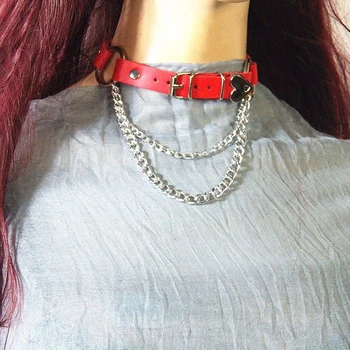 Dodo Buze Sexy la Modă Punk Gotice din Piele Împânzit Cravată Colier Kiko Farmec Guler Rotund Coliere Bijuterii Cadou pentru prietena