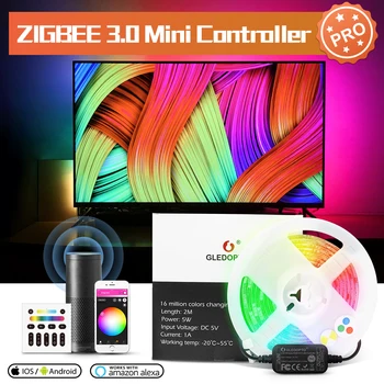 GLEDOPTO ZigBee3.0 Smart TV Benzi Controller Pro Kit Mini USB 5V RGBCCT Lucra cu Echo Plus SmartThings Tuya App/Voce/de la Distanță