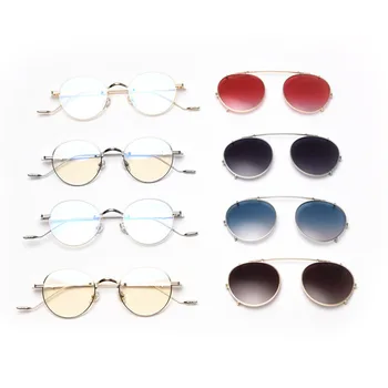 SHAUNA Moda Polarizate Steampunk ochelari de Soare Detasabil Flip Vintage Rotund Anti-Albastru Metal Optice Rama de Ochelari
