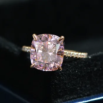18K Aur roz Perna taie 4ct Pink Sapphire Diamond Inel argint 925 Petrecere trupa Nunta Inele pentru Femei Bijuterii Fine