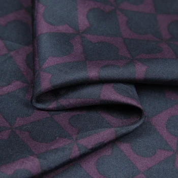 Deep purple design geometric print carouri mătase pură habotai tesatura de matase,SHB041