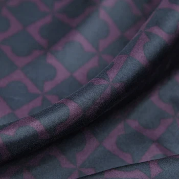 Deep purple design geometric print carouri mătase pură habotai tesatura de matase,SHB041