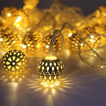 Globul de LED String Lumina Marocan Gol Minge de Metal Lampă cu LED-uri Alimentat de la Baterie pentru Nunta Vacanță de Crăciun Cameră Decor în aer liber