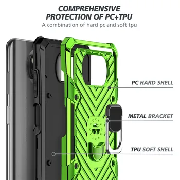 Lux la Șocuri Caz pentru Xiaomi Poco X3 NFC Caz Acoperire Suport Auto Strand Inel Pentru Pocophone X3 NFC Caz Bărbați Armura de Protecție