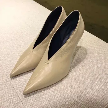 Sexy V Gura Aluneca Pe Femei Casual Office Lady Pantofi 2020 Primăvară Nouă Cristal Pompe De Pantofi De Partid Femeii A Subliniat Toe Spike Tocuri Inalte
